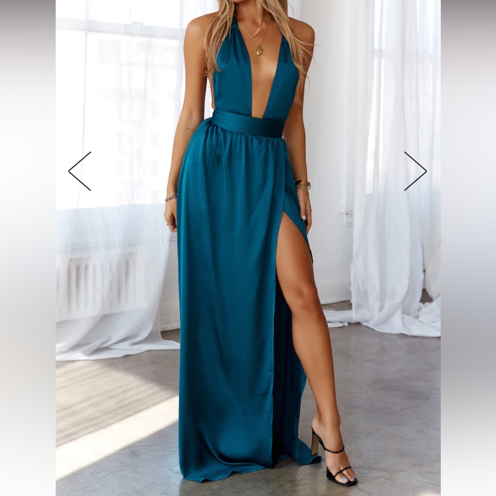 Hello Molly Blue Backless Maxi Dress XS